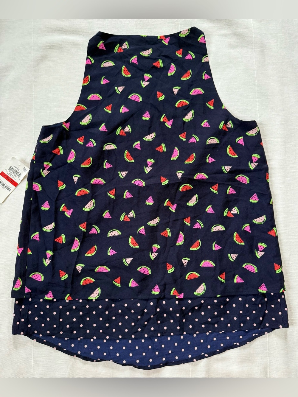 Maison Jules Watermelon Print Sleeveless Tank Top | Navy Summer Blouse XS NWT - Picture 4 of 7